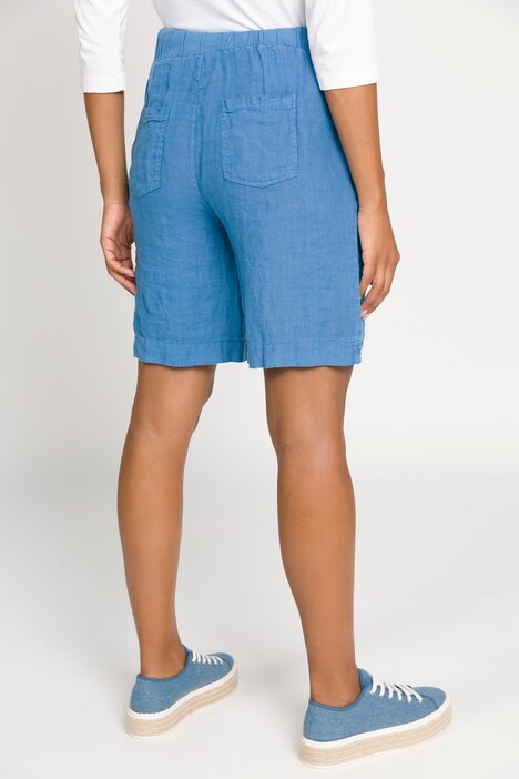 Shorts, Leinen, Elastikbund, Saumschlitze