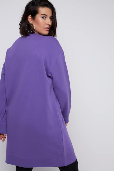 Sweatkjole, oversized, midilængde, rund hals, lange ærmer