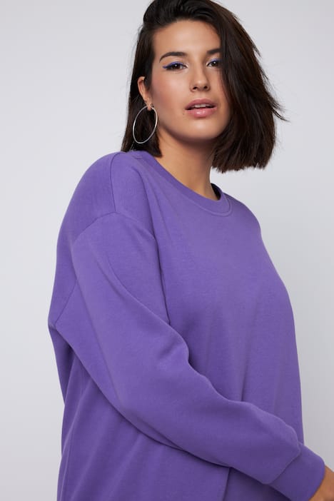 Sweatkjole, oversized, midilængde, rund hals, lange ærmer