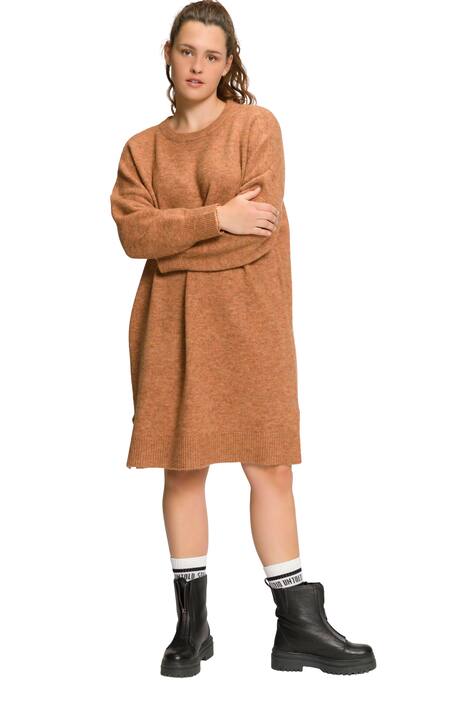 Úpletové šaty, oversize, midi délka, kulatý výstřih, dlouhé rukávy