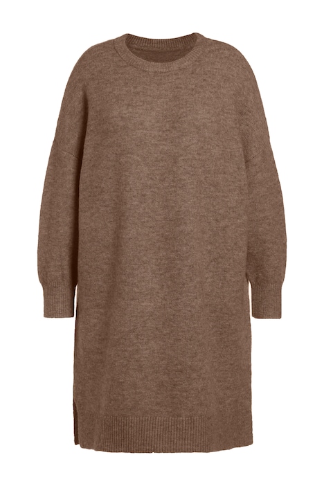 Úpletové šaty, oversize, midi délka, kulatý výstřih, dlouhé rukávy