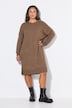 Úpletové šaty, oversize, midi délka, kulatý výstřih, dlouhé rukávy