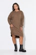 Úpletové šaty, oversize, midi délka, kulatý výstřih, dlouhé rukávy