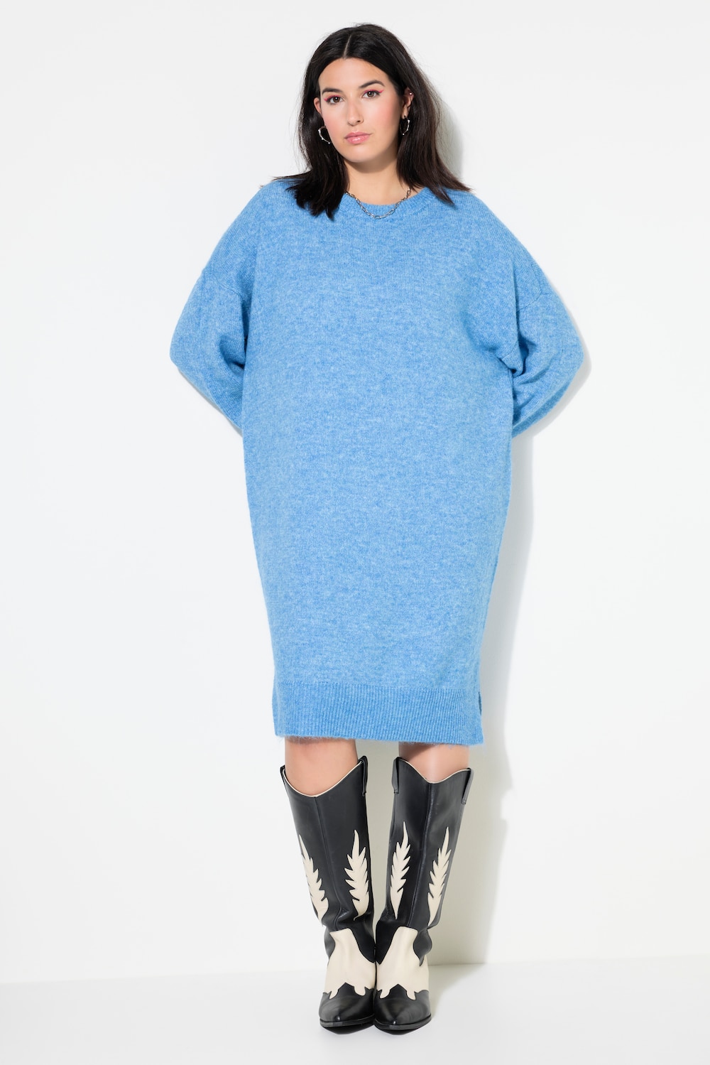 Große Größen Strickkleid, Damen, blau, Größe: 50/52, Polyester/Synthetische Fasern, Studio Untold