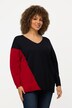 Pullover, Colorblocking, Oversized, V-Ausschnitt, Langarm