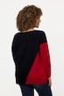 Pullover, Colorblocking, Oversized, V-Ausschnitt, Langarm