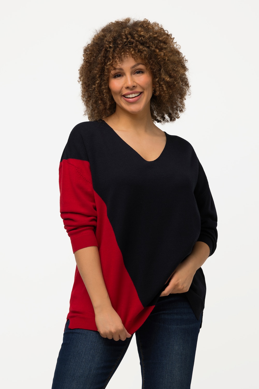 Grote Maten pullover, Dames, blauw, Maat: 42/44, Viscose/Polyester/Synthetische vezels, Ulla Popken