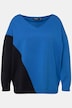 Pullover, Colorblocking, Oversized, V-Ausschnitt, Langarm