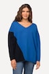 Pullover, Colorblocking, Oversized, V-Ausschnitt, Langarm