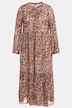Maxikleid, A-Line, Leo Print, Rundhals, Langarm