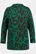 Svetr, leopardí žakár, A střih, stojáček, dlouhé rukávy