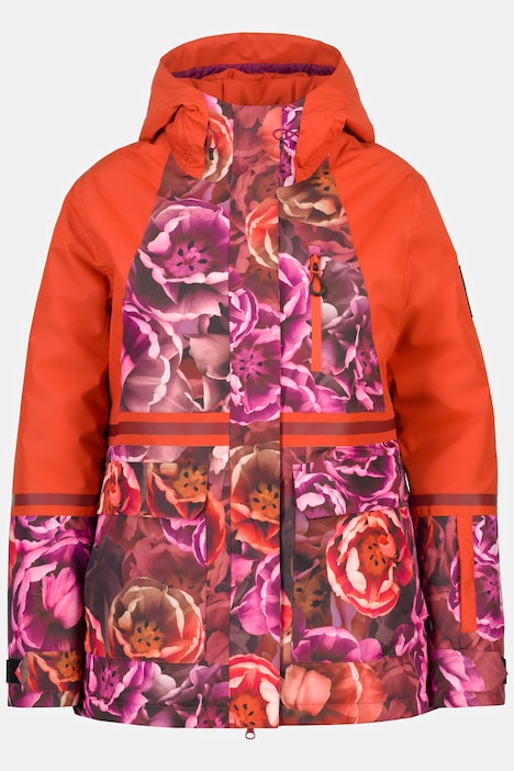 HYPRAR Colorblock Rose Print Fully Lined Jacket
