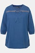 Tunika, Jeansoptik, Stickerei, Tunika-Ausschnitt, 3/4-Arm