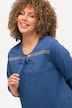 Tunika, Jeansoptik, Stickerei, Tunika-Ausschnitt, 3/4-Arm