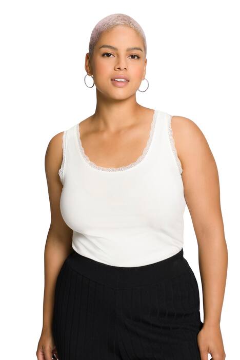 Top, Slim střih, kulatý výstřih, krajkové okraje