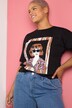 T-shirt dal taglio oversize con stampa con modella, scollo a girocollo e mezze maniche