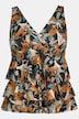 Monkey Print Ruffle Front Lined Tankini Set