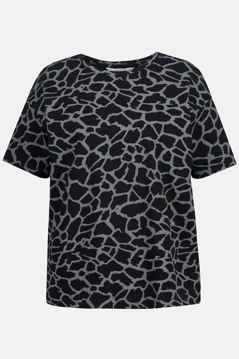 T-Shirt, oversized, Giraffen Print, Rundhals, Halbarm