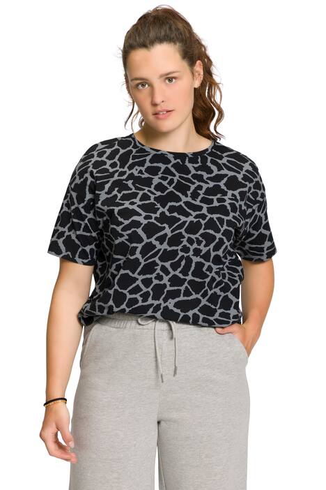 Tričko, oversize, potisk žirafy, kulatý výstřih, krátké rukávy