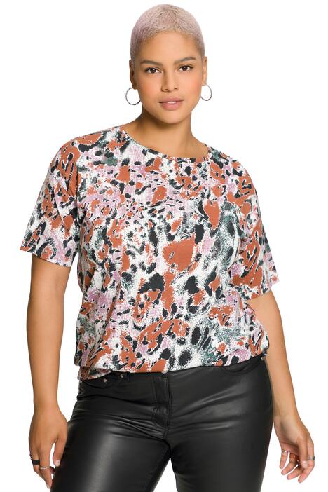 Tričko, oversize, leopardí potisk, kulatý výstřih, krátké rukávy