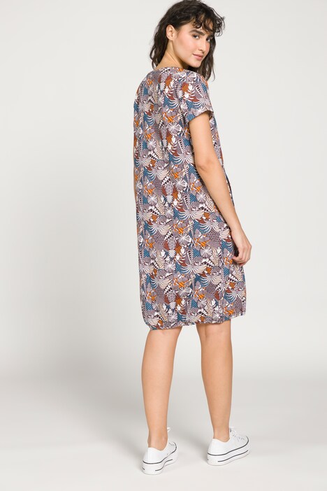 Kleid, Jersey, Allover Print, Rundhals, Halbarm