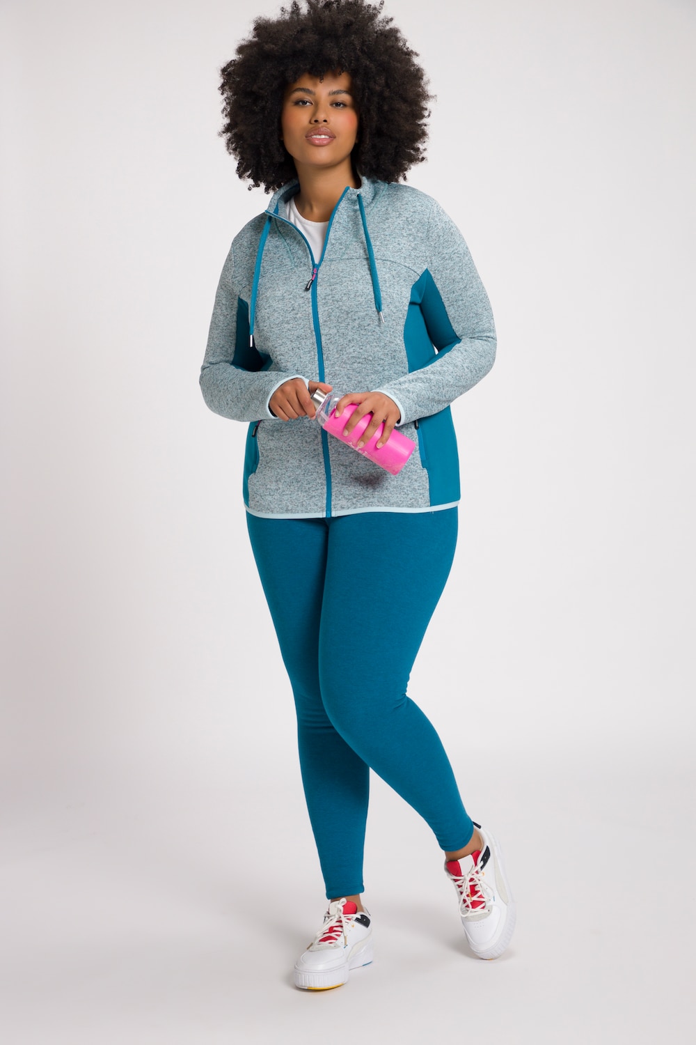 grandes tailles sweat à capuche, femmes, turquoise, taille: 44/46, polyester/coton, ulla popken