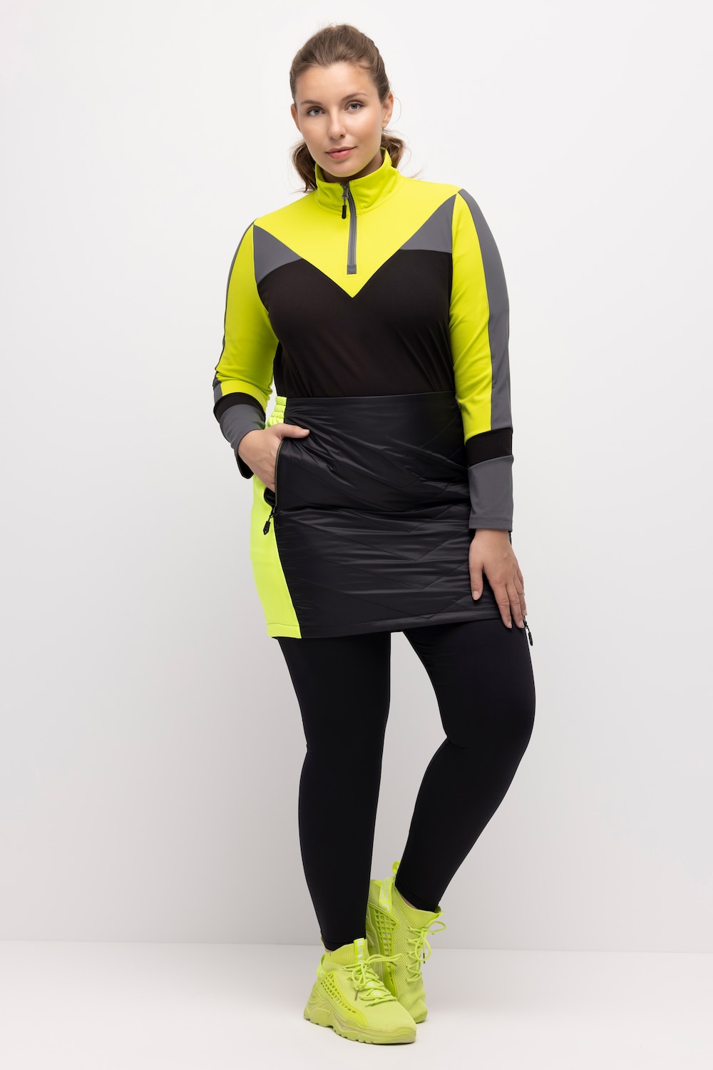 Grote Maten skirok, Dames, zwart, Maat: 42/44, Synthetische vezels/Polyester, Ulla Popken