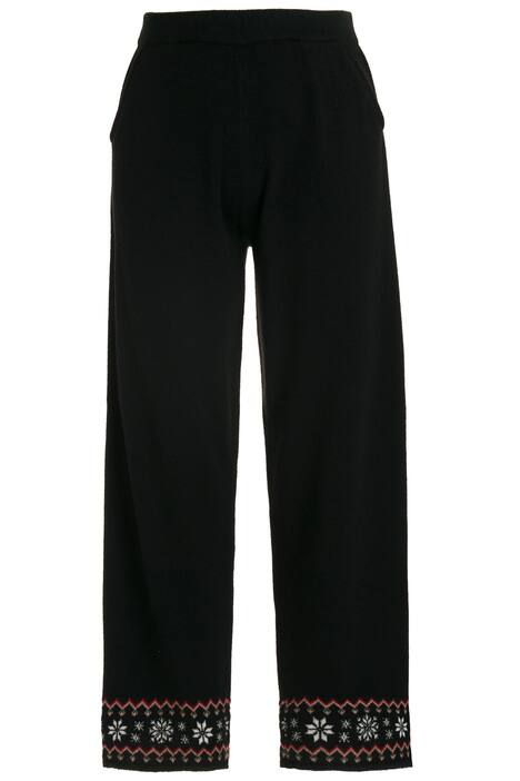 Úpletové kalhoty Rose, vánoční, široké nohavice, elastický pas