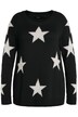 Svetr, flaušové hvězdy, kulatý výstřih, dlouhé rukávy