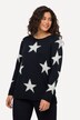 Sweter, puszyste gwiazdy, okrągły dekolt, długi rękaw