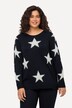 Sweter, puszyste gwiazdy, okrągły dekolt, długi rękaw