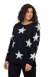 Svetr, flaušové hvězdy, kulatý výstřih, dlouhé rukávy
