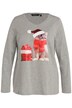 Tričko, vánoční kočka, A střih, kulatý výstřih, dlouhé rukávy