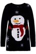 Vánoční svetr, sněhulák, kulatý výstřih, dlouhé rukávy