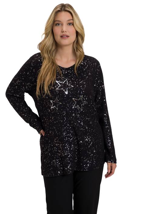 Mikina, hvězdy, oversize, výstřih do V, dlouhé rukávy