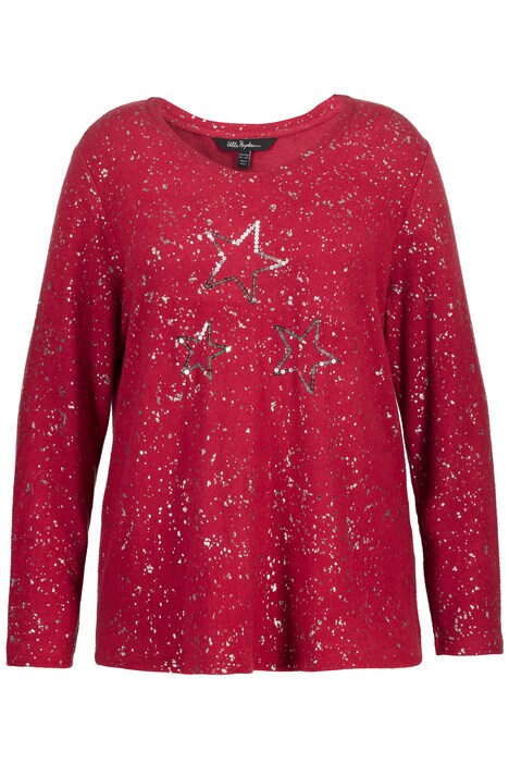 Mikina, hvězdy, oversize, výstřih do V, dlouhé rukávy