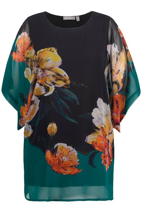 Tunika, květy, 3/4 rukávy