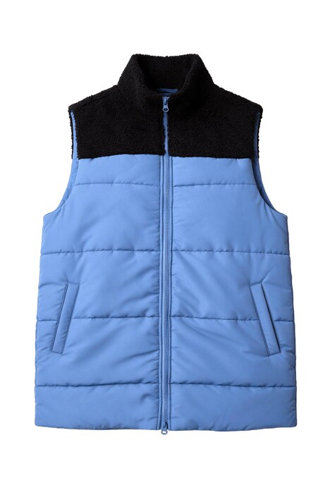 Prošívaná vesta, teddy flís, stojáček, dvoucestný zip