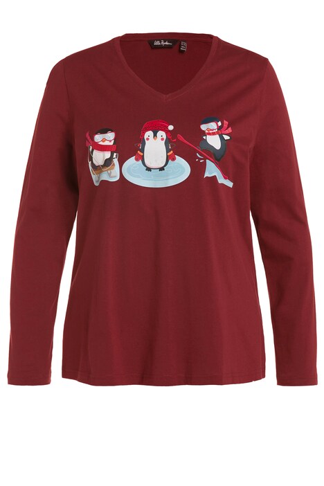 Tričko, tučňák, Classic, výstřih do V, dlouhé rukávy