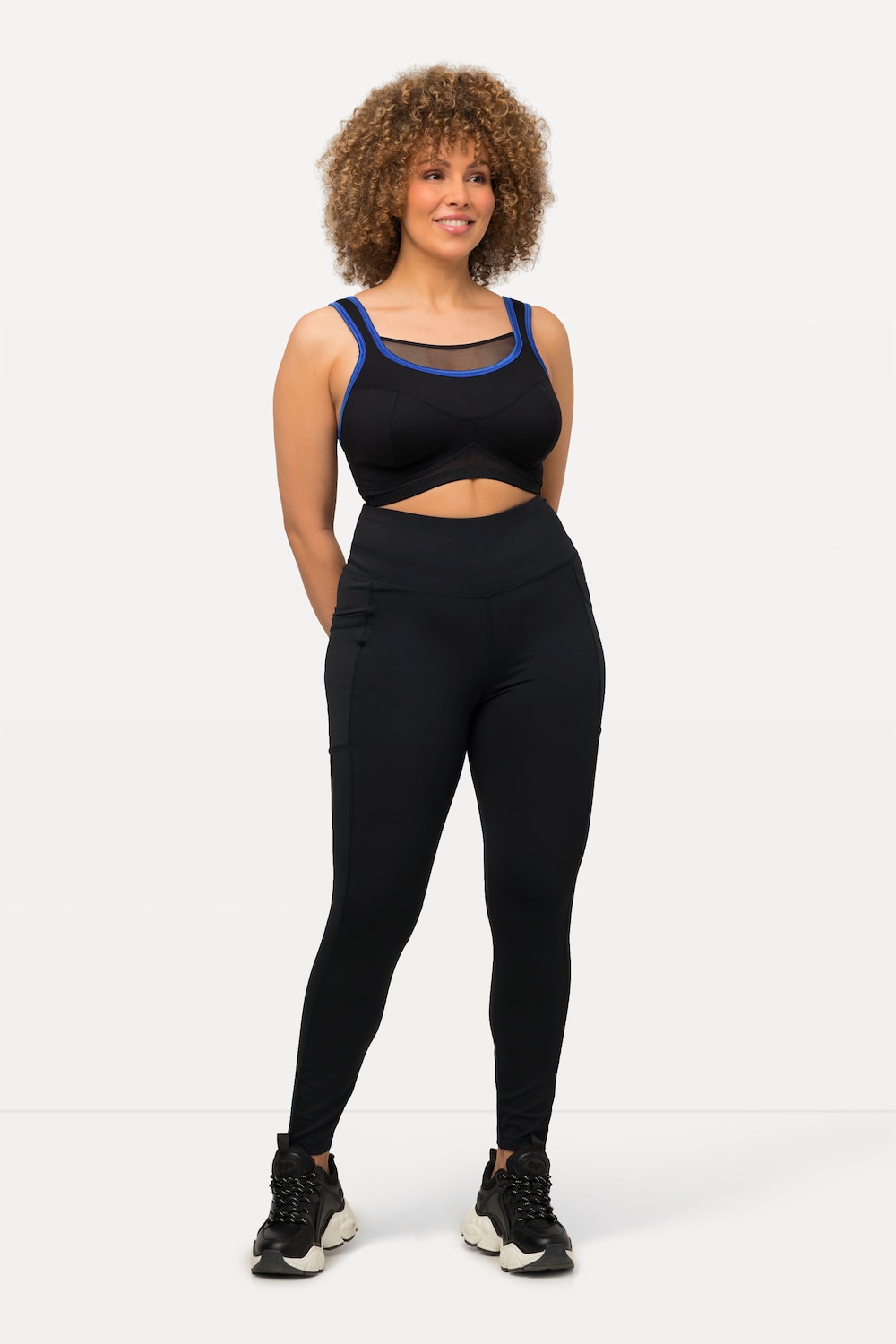 Große Größen Sportleggings, Damen, schwarz, Größe: 42/44, Polyester/Elasthan, Ulla Popken