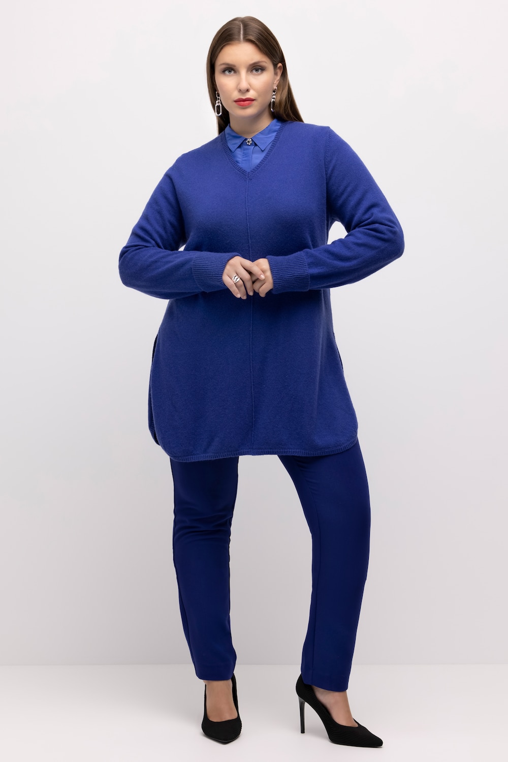 Grote Maten pullover, Dames, blauw, Maat: 42/44, Wol, Ulla Popken