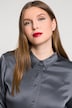 Satinbluse, Hemdkragen, verdeckte Knopfleiste, Langarm