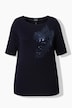T-Shirt, Pailletten-Blatt, U-Boot-Ausschnitt, Halbarm