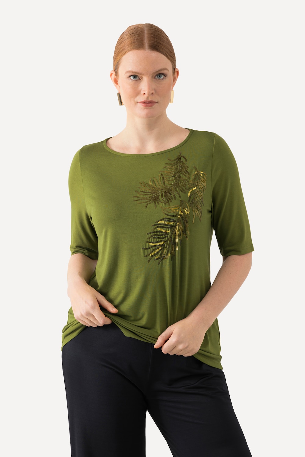 Grote Maten T-shirts, Dames, groen, Maat: 50/52, Viscose, Ulla Popken