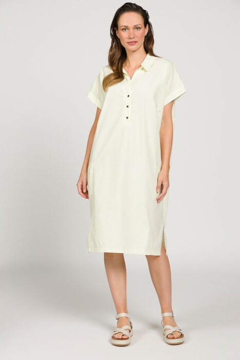 Hemdblusen-Kleid, oversized, Hemdkragen, Halbarm