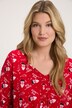 Koszulka w świąteczne  wzorki, linia litery A, dekolt o zarysie serca, długi rękaw