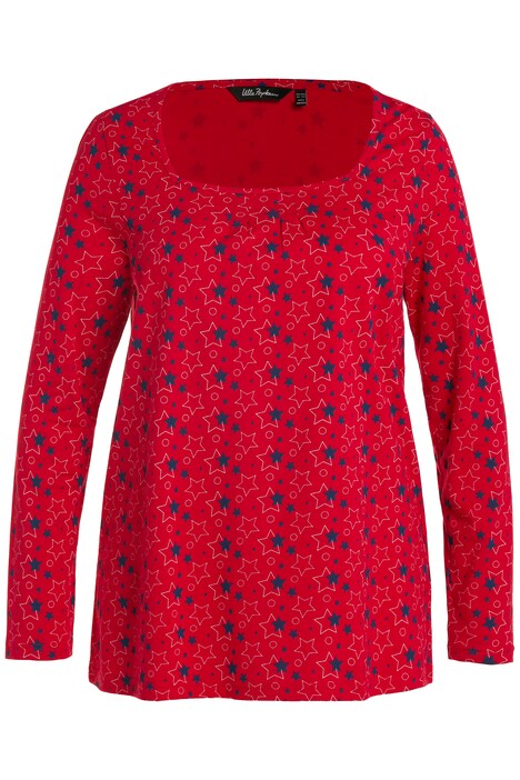 Tričko, hvězdy, A střih, hranatý výstřih, dlouhé rukávy