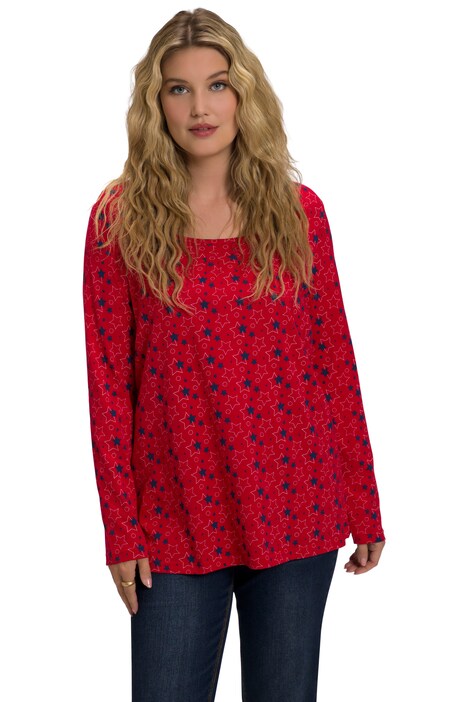 Tričko, hvězdy, A střih, hranatý výstřih, dlouhé rukávy