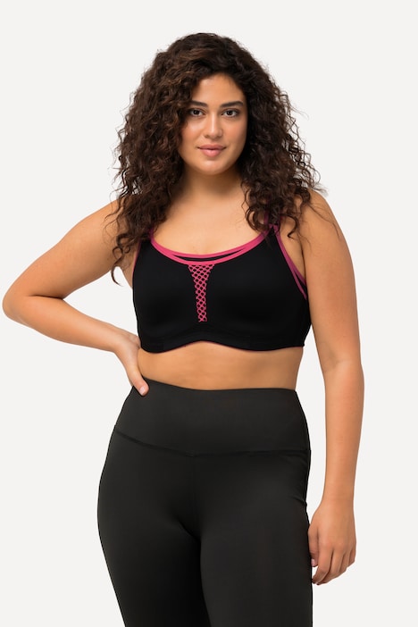 Front Zip Crossed Strap Sports Bra, Sports Bras