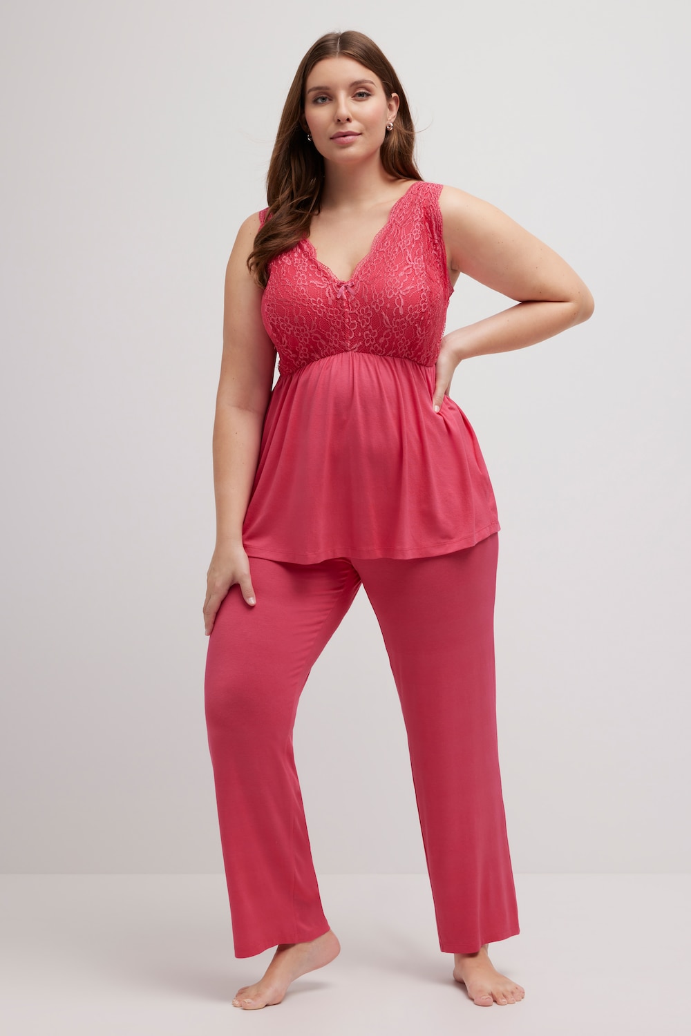 grandes tailles pyjama, femmes, rose, taille: 52/54, viscose/polyester/élasthanne, ulla popken